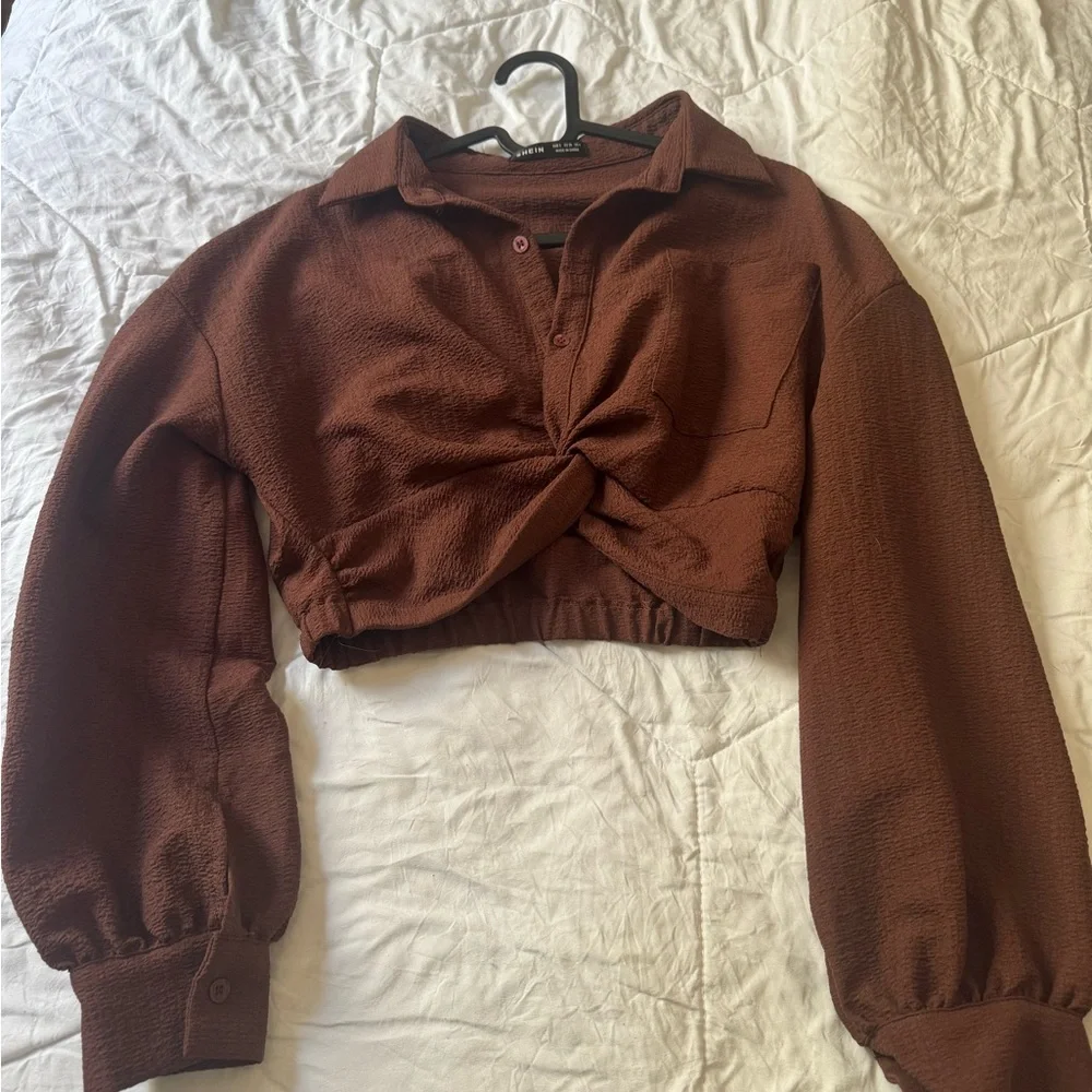 Women's Brown Twist Front Top - Picture 2 of 4